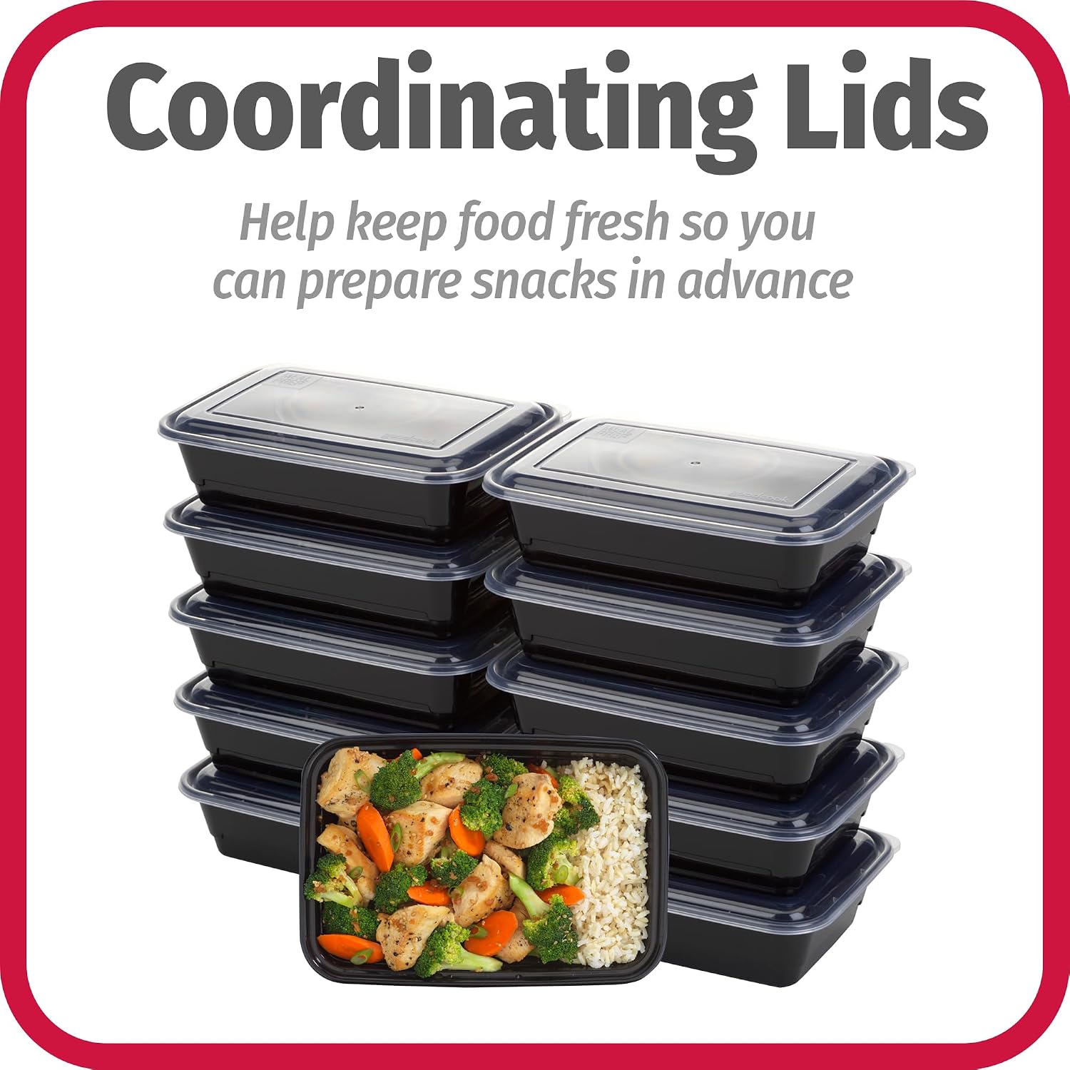 10 Pack Single Compartment Meal Prep Containers, Stackable