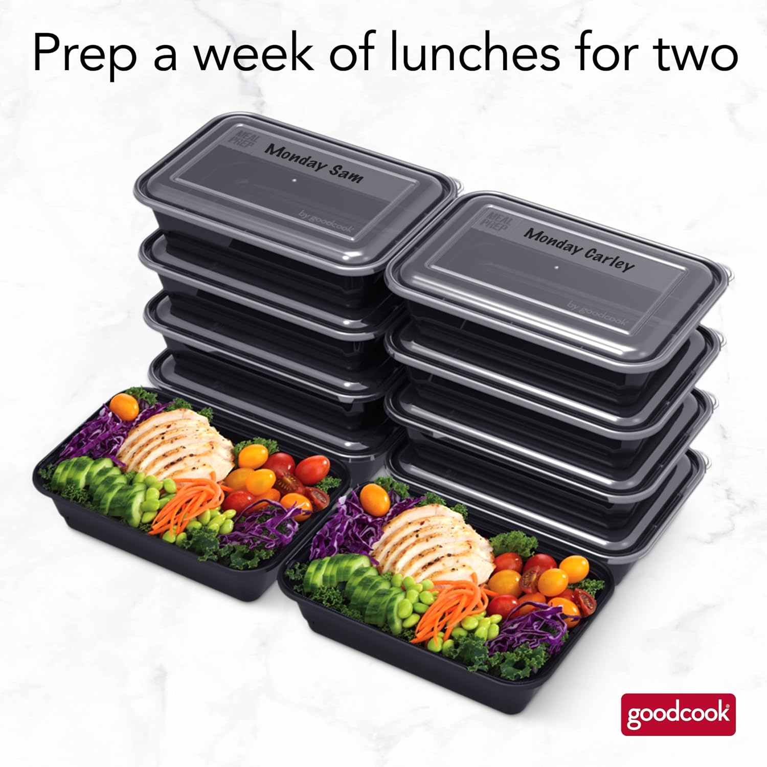 10 Pack Single Compartment Meal Prep Containers, Stackable