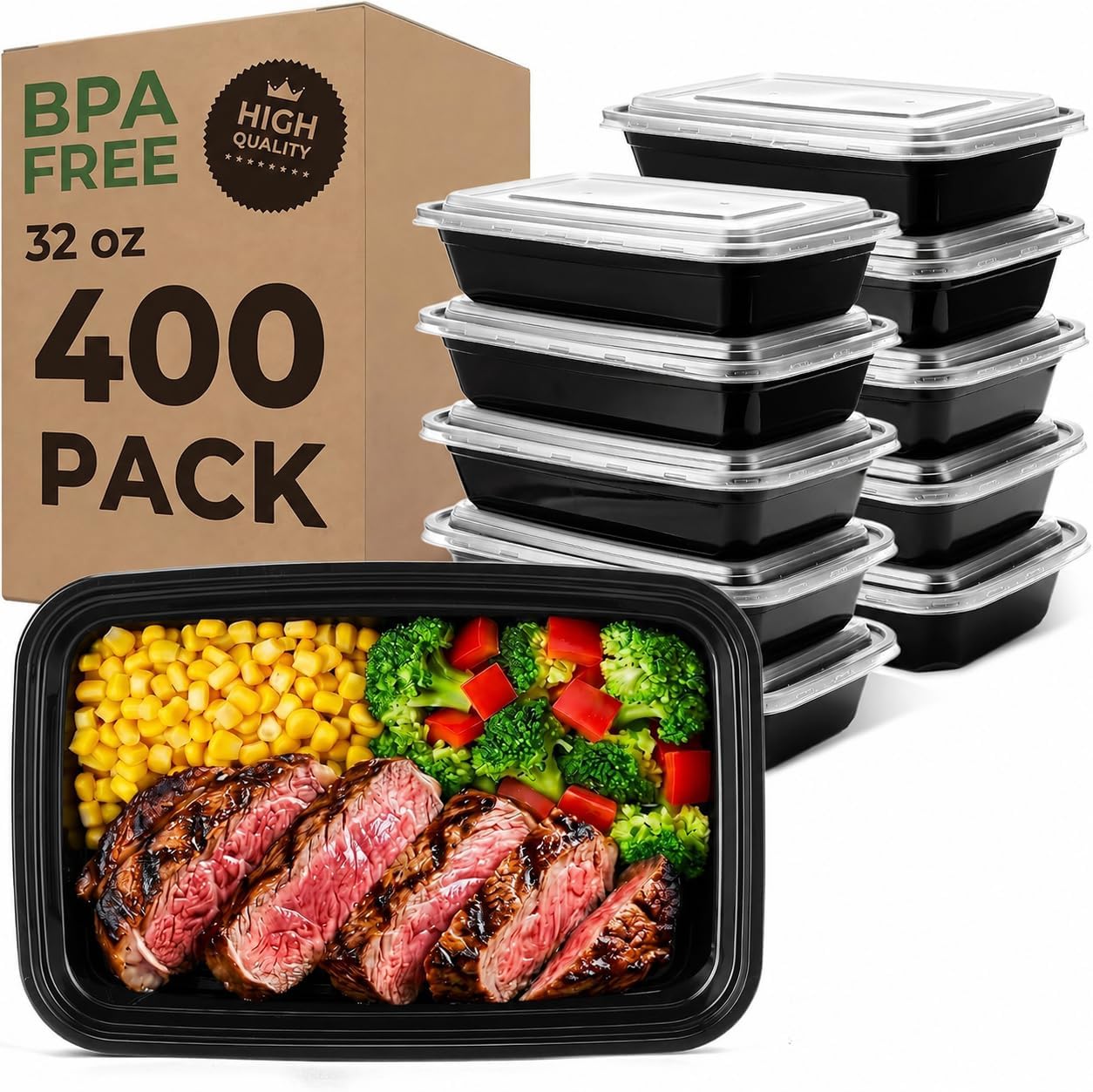 100 Pack Meal Prep Containers with Lids, 24 oz, 200 Pieces