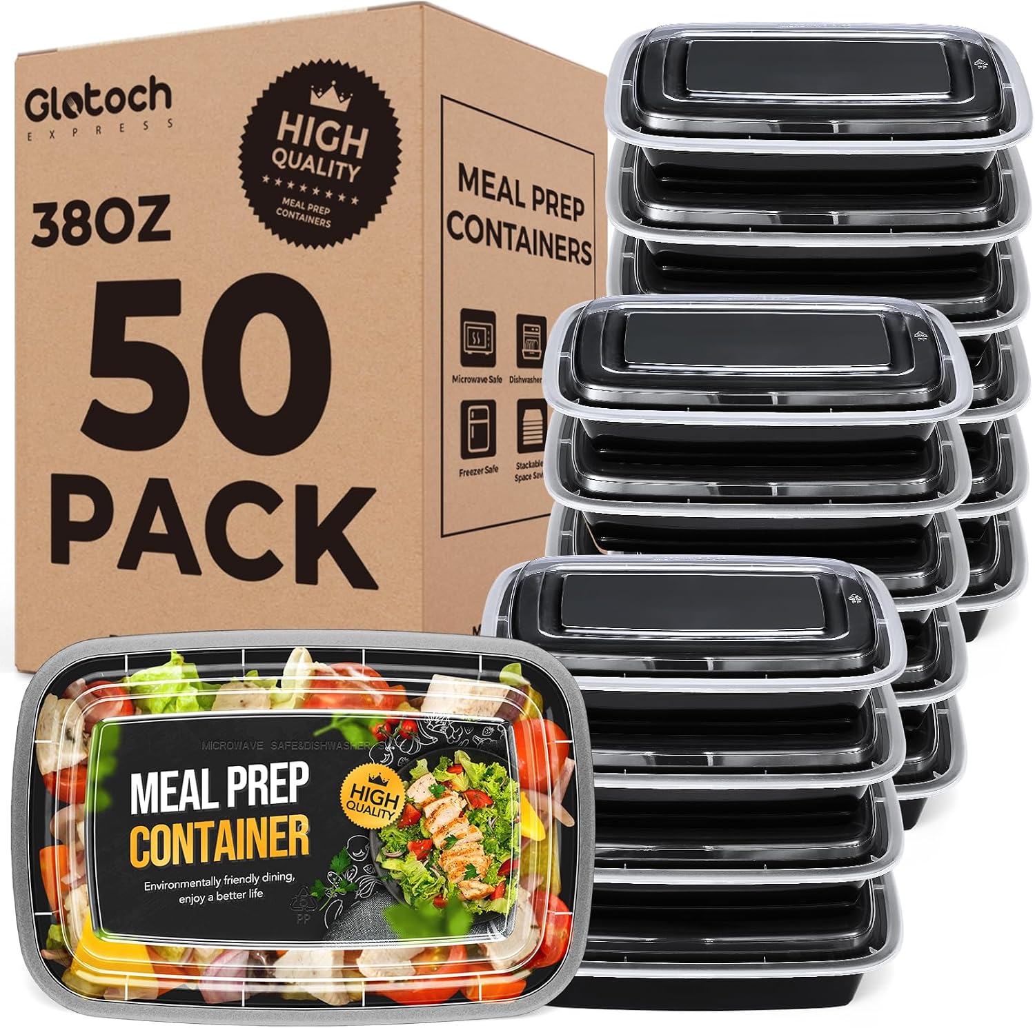 100 Pack Meal Prep Containers with Lids, 24 oz, 200 Pieces