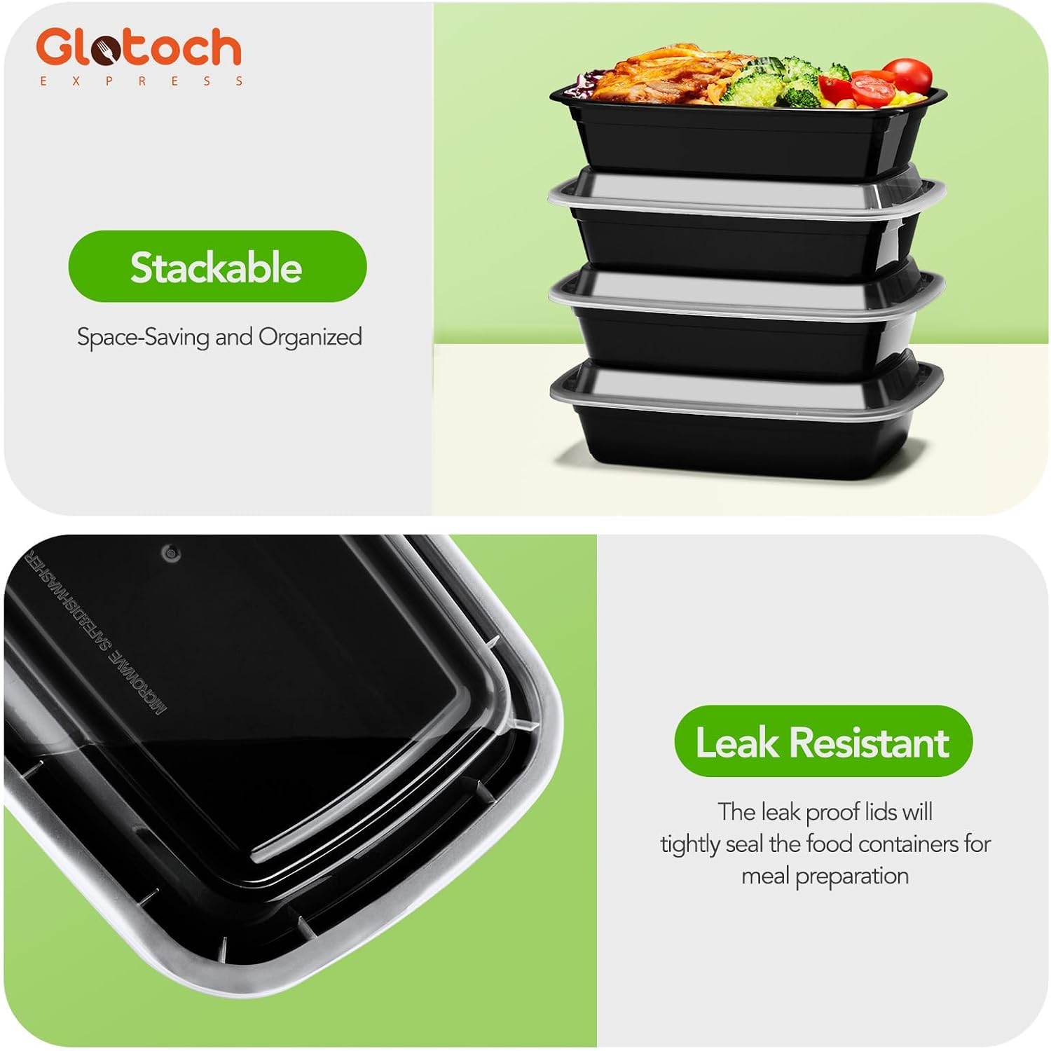 100 Pack Meal Prep Containers with Lids, 24 oz, 200 Pieces
