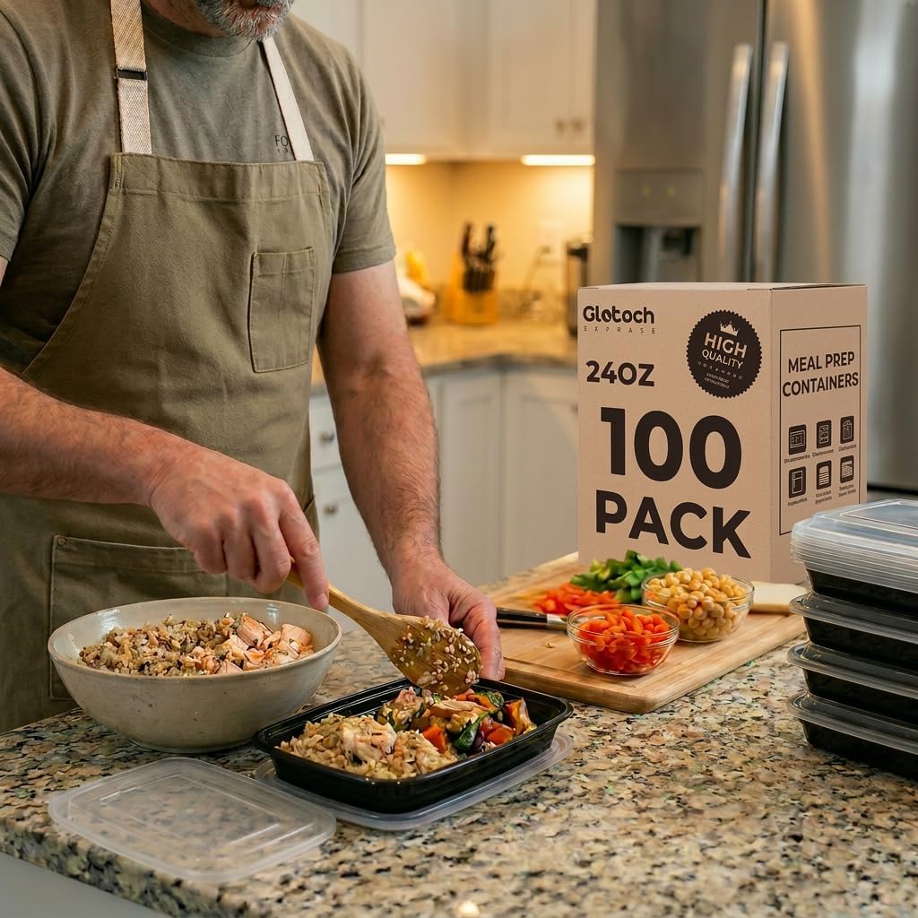 100 Pack Meal Prep Containers with Lids, 24 oz, 200 Pieces