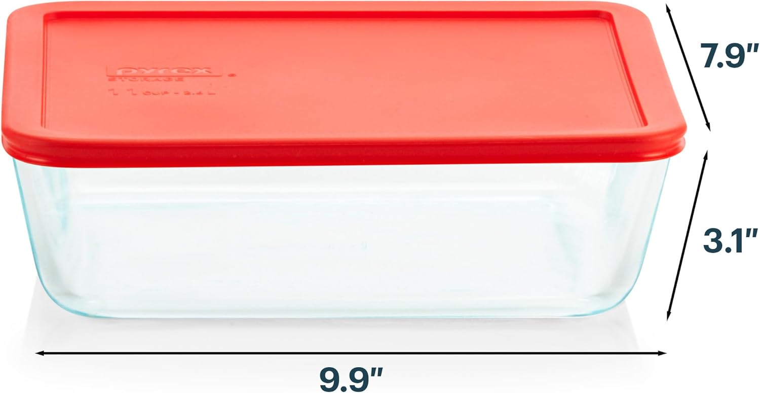 11 Cup Glass Food Storage Container with Lid