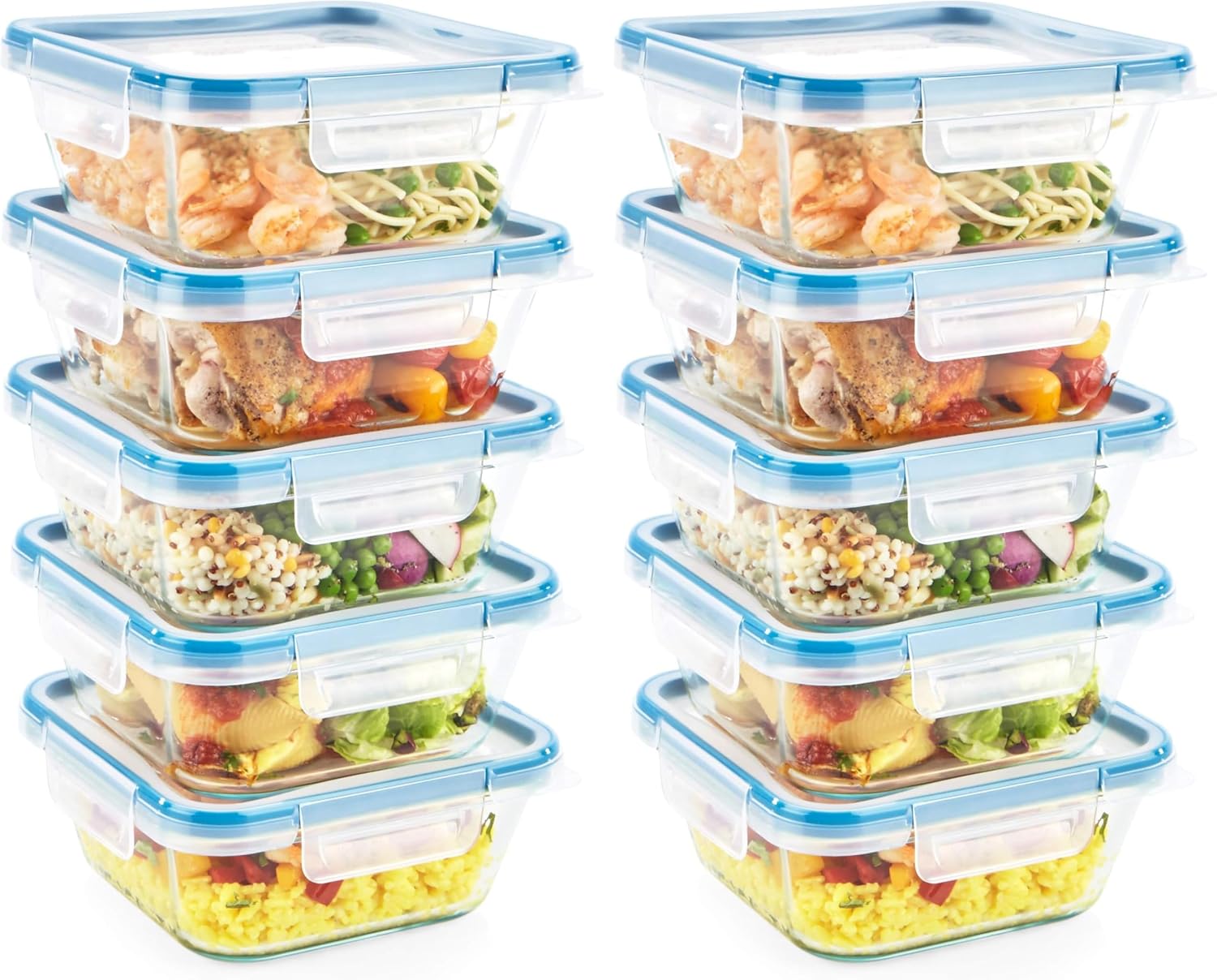 12 Pack Glass Food Storage Containers with Locking Lids