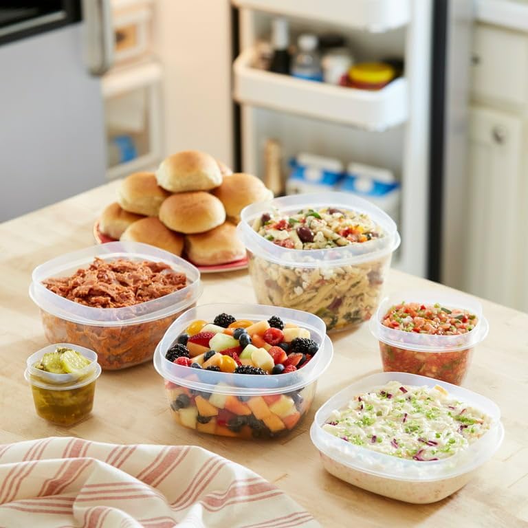14 Cup Food Storage Containers with Lids, 2 Pack, Red