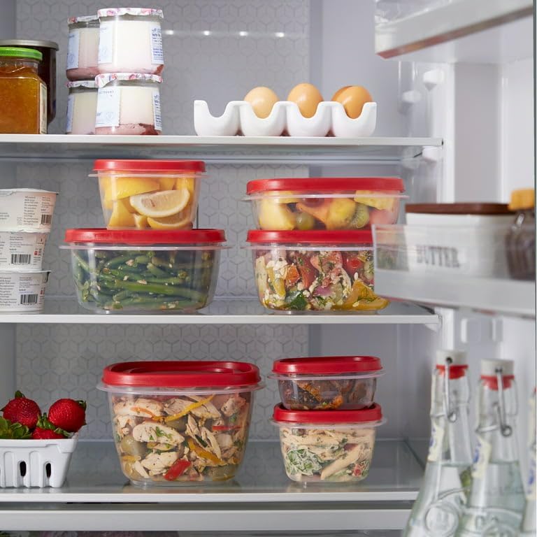 14 Cup Food Storage Containers with Lids, 2 Pack, Red