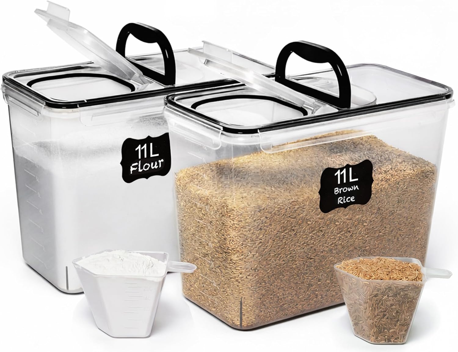 11L clear storage containers - Two with Spout Lids