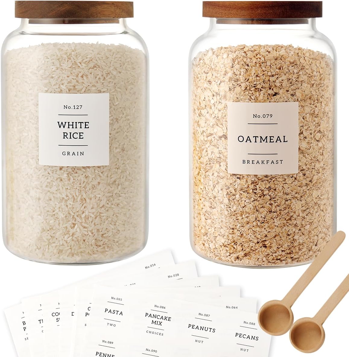 2 Piece Large Glass Jars with Airtight Lids, 1 Gallon, 4000 ml
