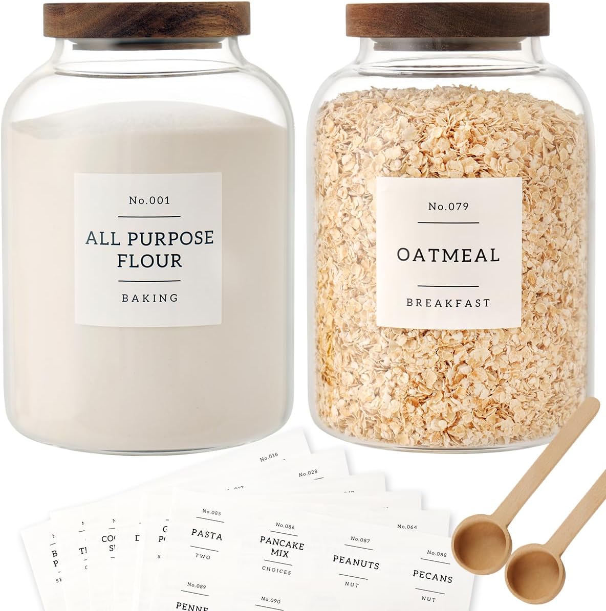 2 Piece Large Glass Jars with Airtight Lids, 1 Gallon, 4000 ml