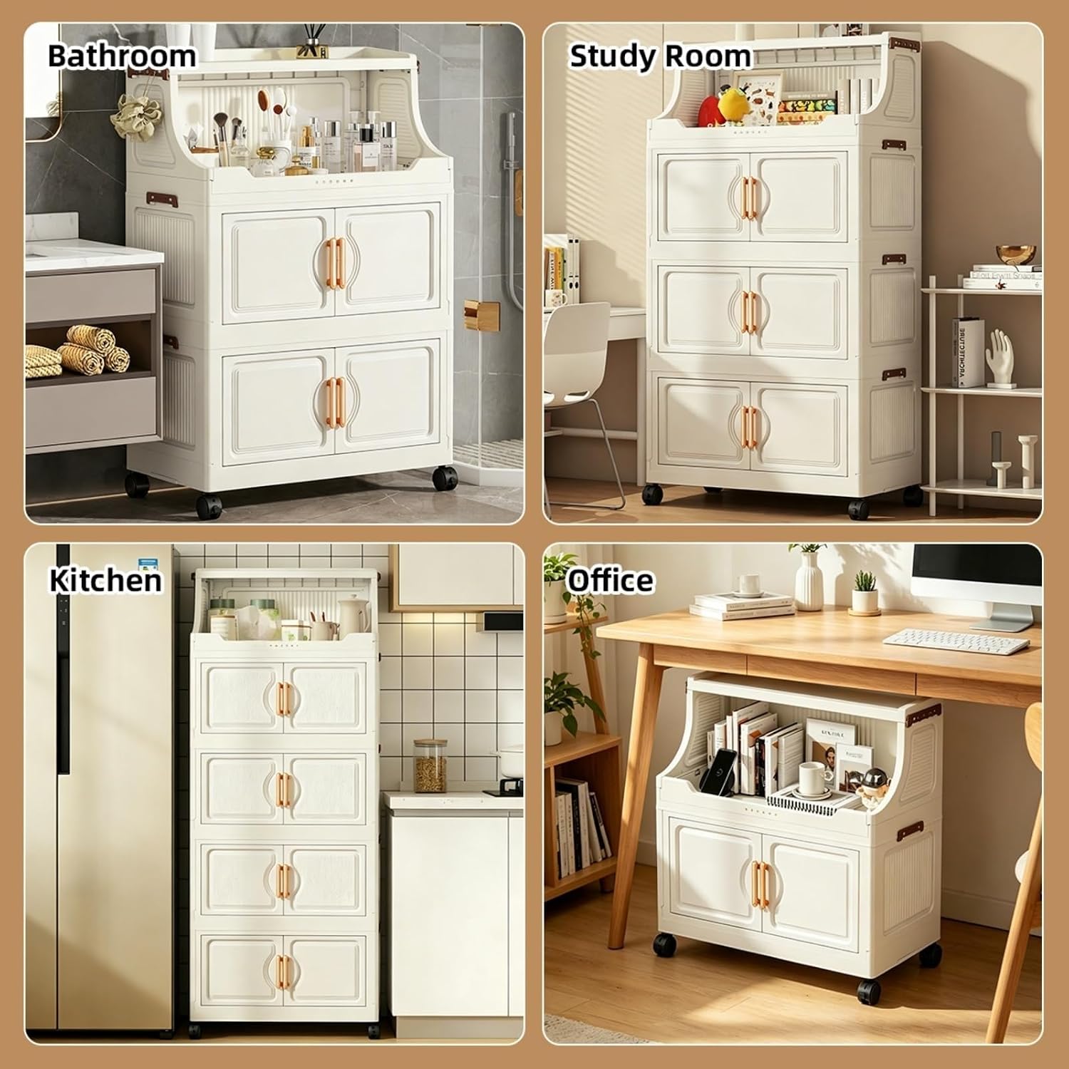 5-Tier Foldable Storage Cabinet with Doors - Image 7