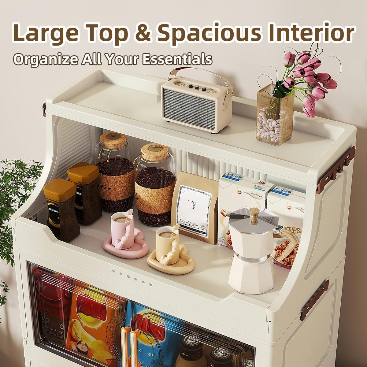 5-Tier Foldable Storage Cabinet with Doors - Image 8