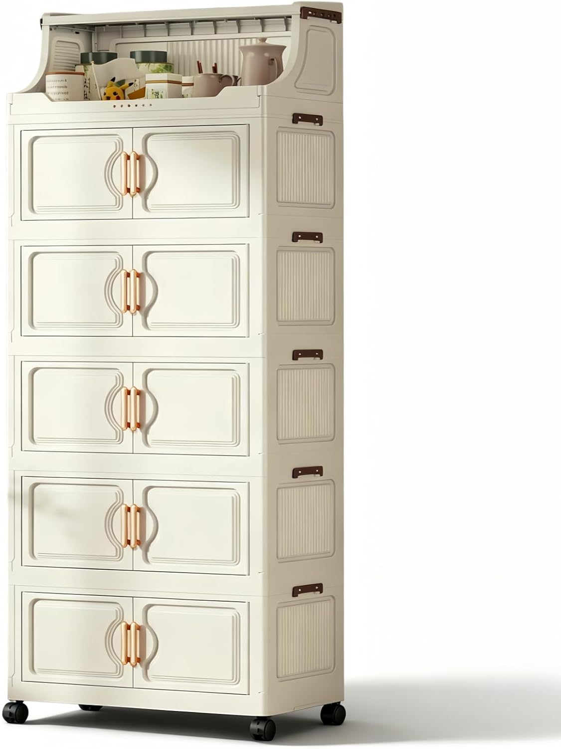 5-Tier Foldable Storage Cabinet with Doors - Image 10