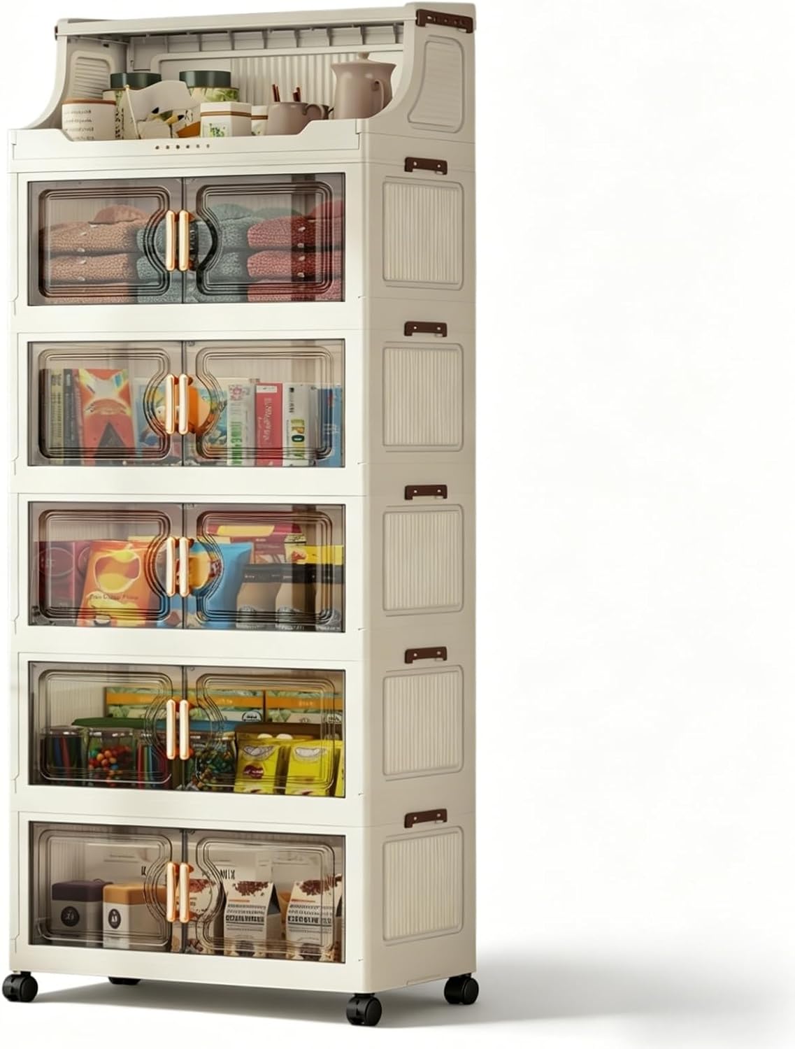 5-Tier Foldable Storage Cabinet with Doors - Image 12
