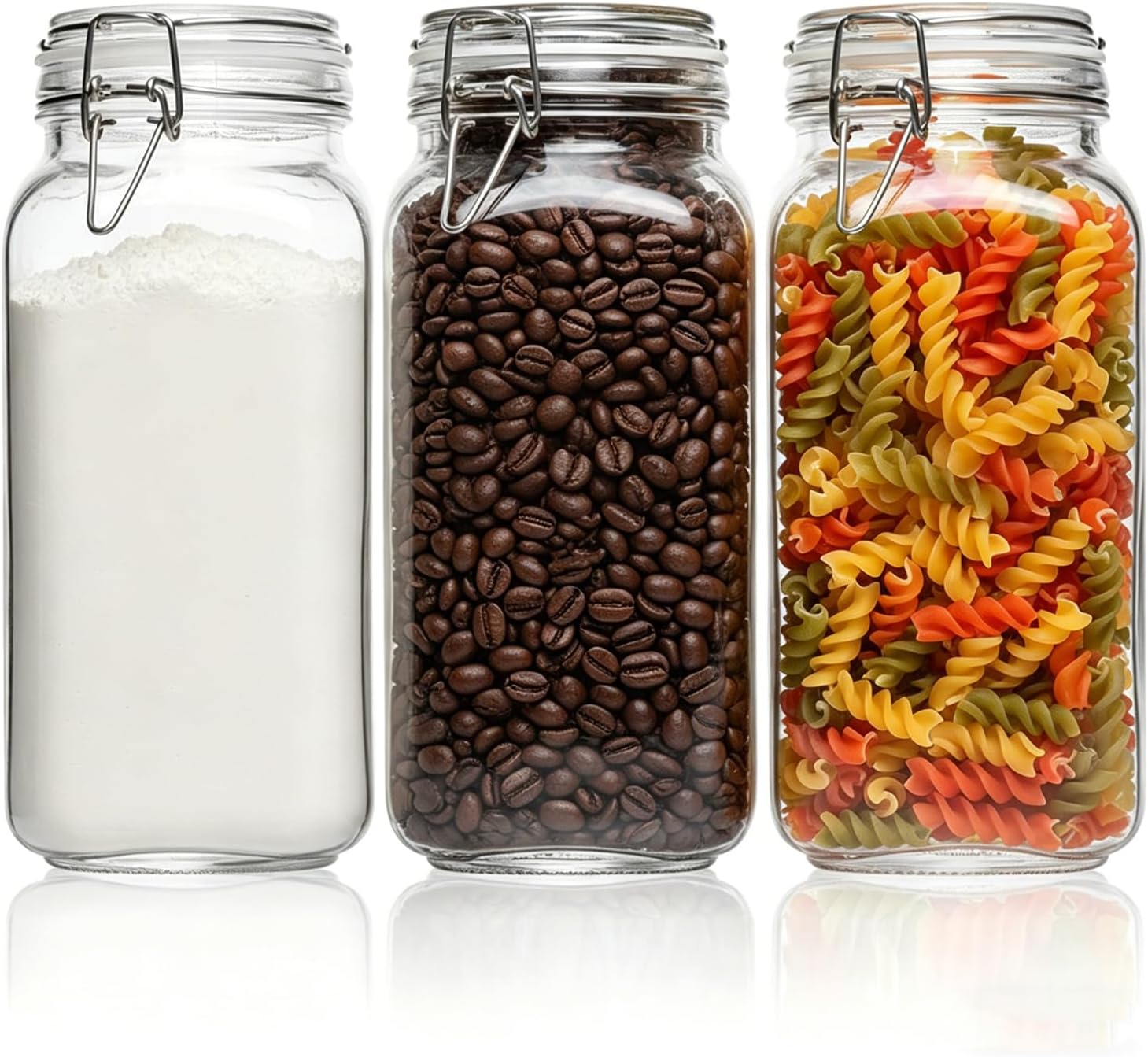 Large Square Glass Jars - 3 Pack , 78 oz