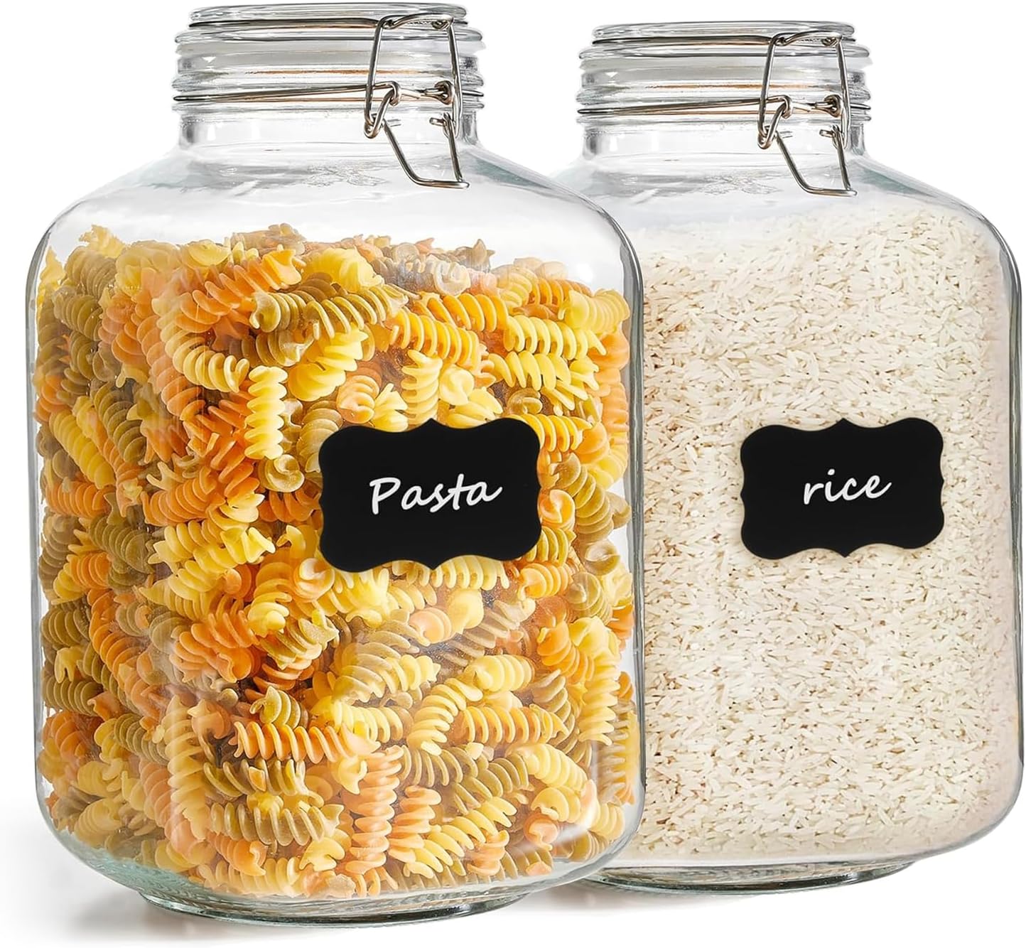 3 Pack Large Square Glass Jars with Airtight Lids, 78 oz, Wide Mouth