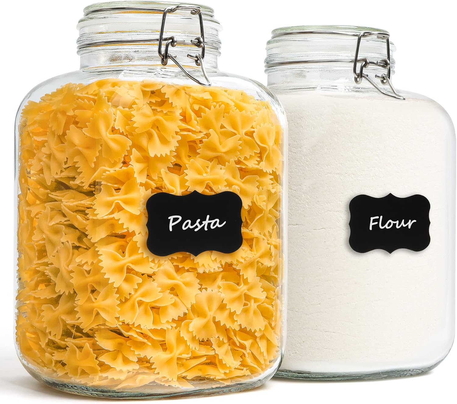 3 Pack Large Square Glass Jars with Airtight Lids, 78 oz, Wide Mouth