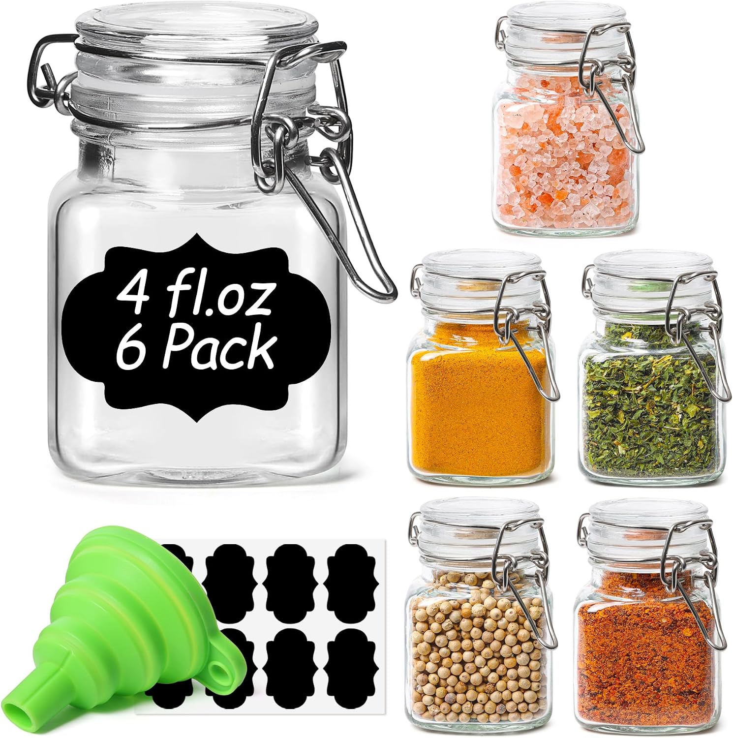 3 Pack Large Square Glass Jars with Airtight Lids, 78 oz, Wide Mouth