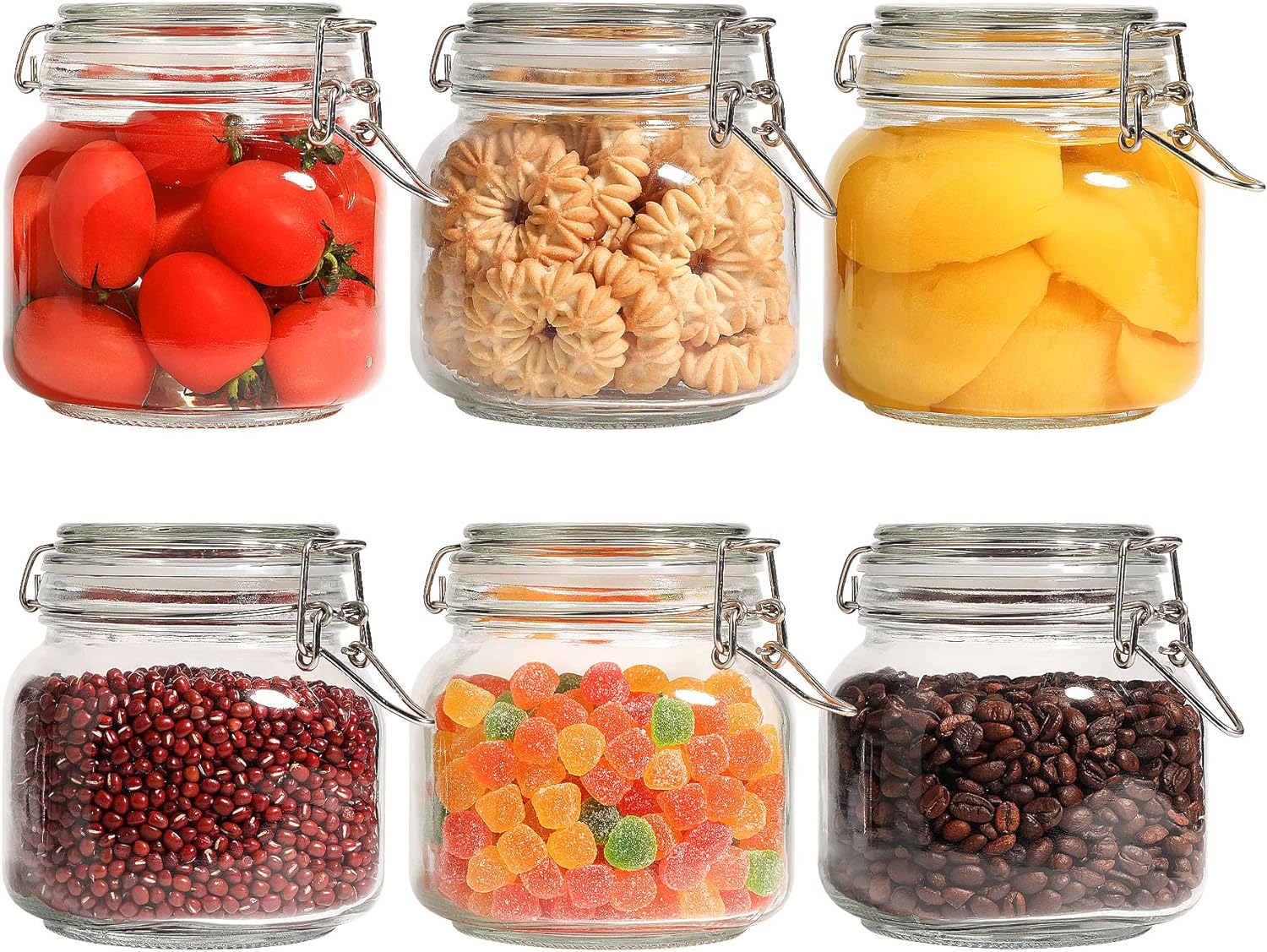 3 Pack Large Square Glass Jars with Airtight Lids, 78 oz, Wide Mouth