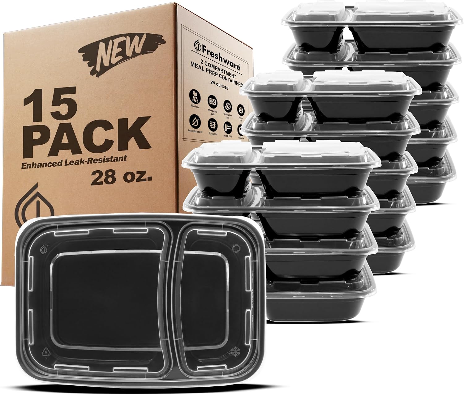 30 Pack Meal Prep Bowl Containers with Lids, 28 oz, Stackable
