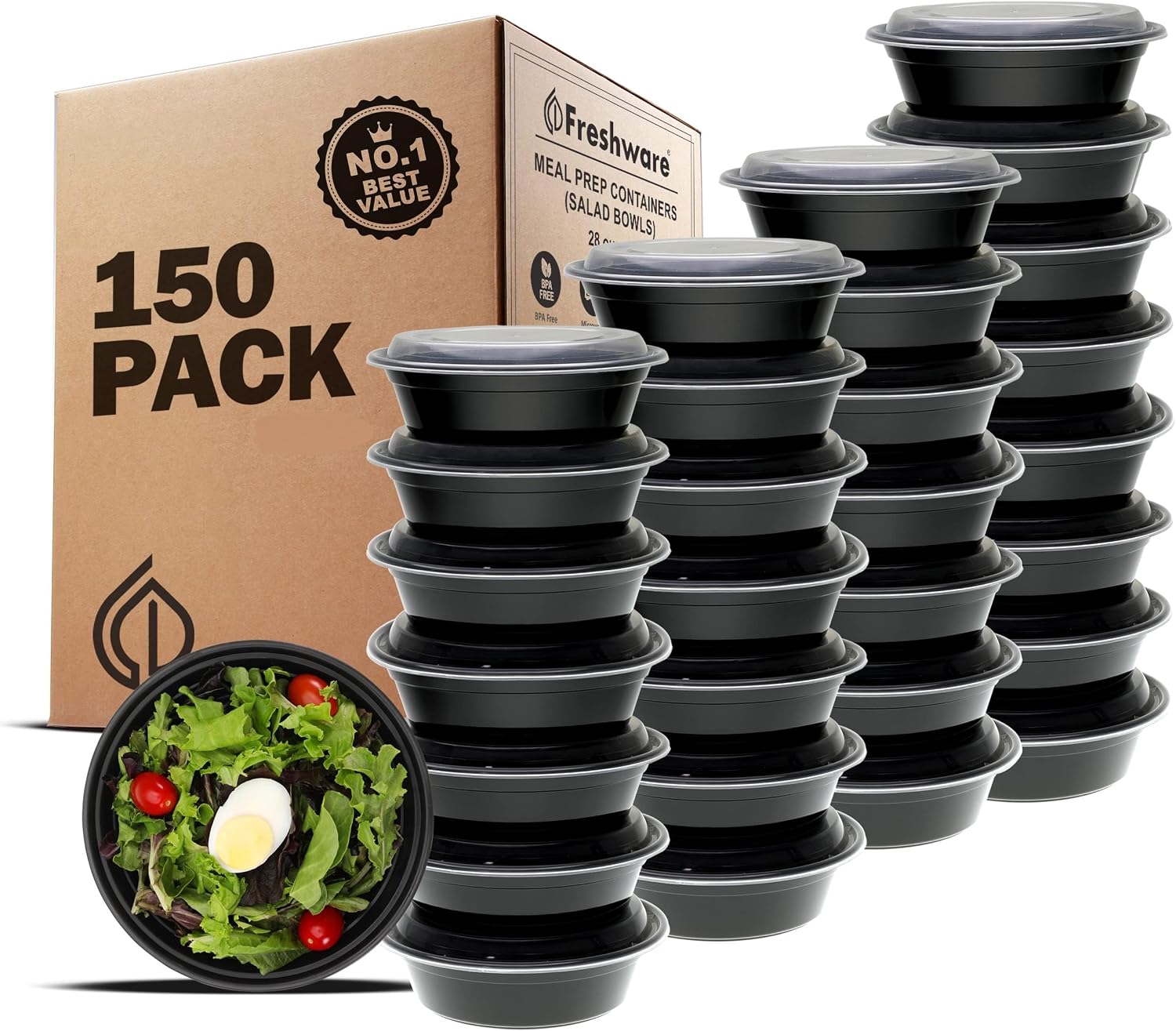 30 Pack Meal Prep Bowl Containers with Lids, 28 oz, Stackable