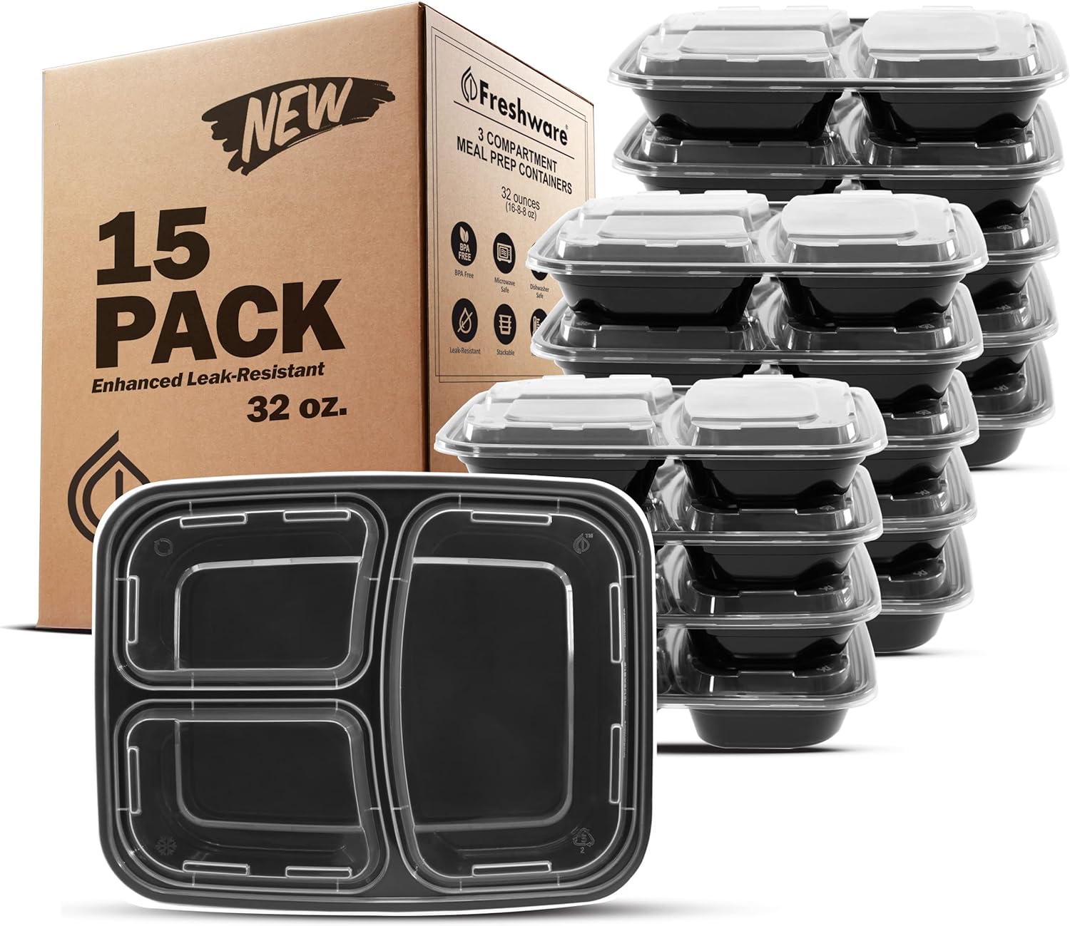 30 Pack Meal Prep Bowl Containers with Lids, 28 oz, Stackable