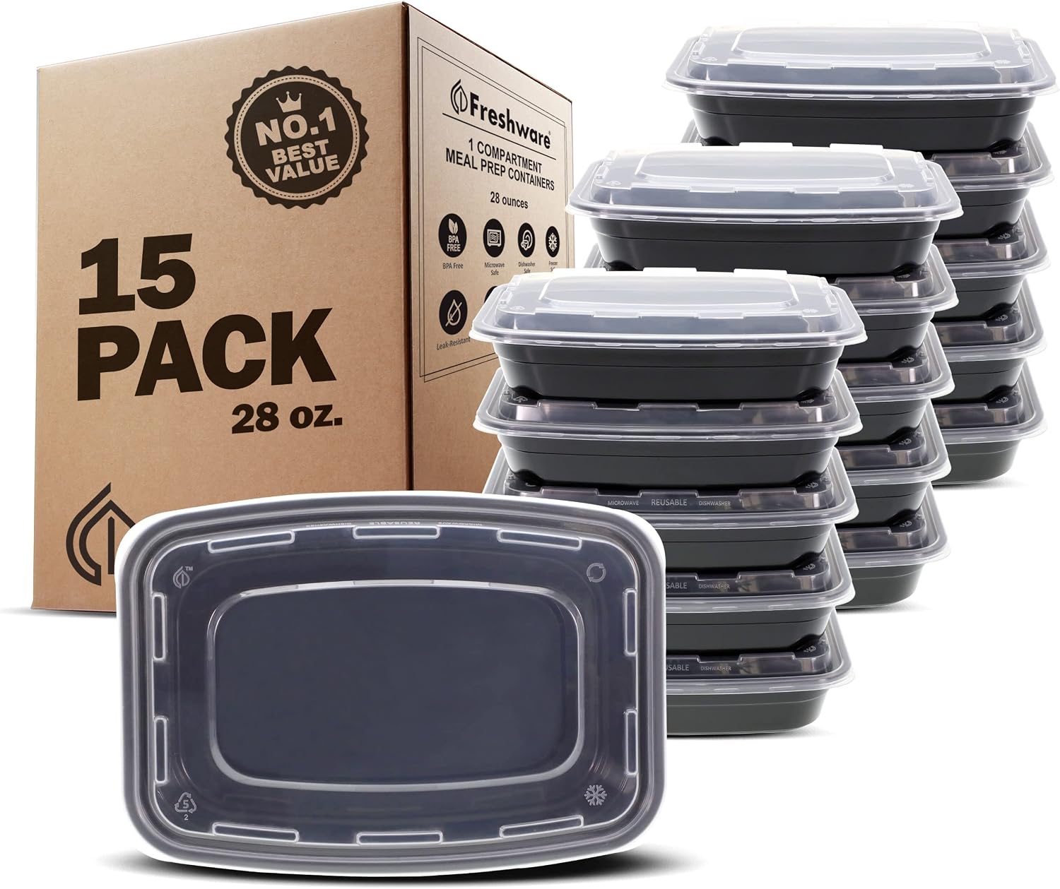 30 Pack Meal Prep Bowl Containers with Lids, 28 oz, Stackable
