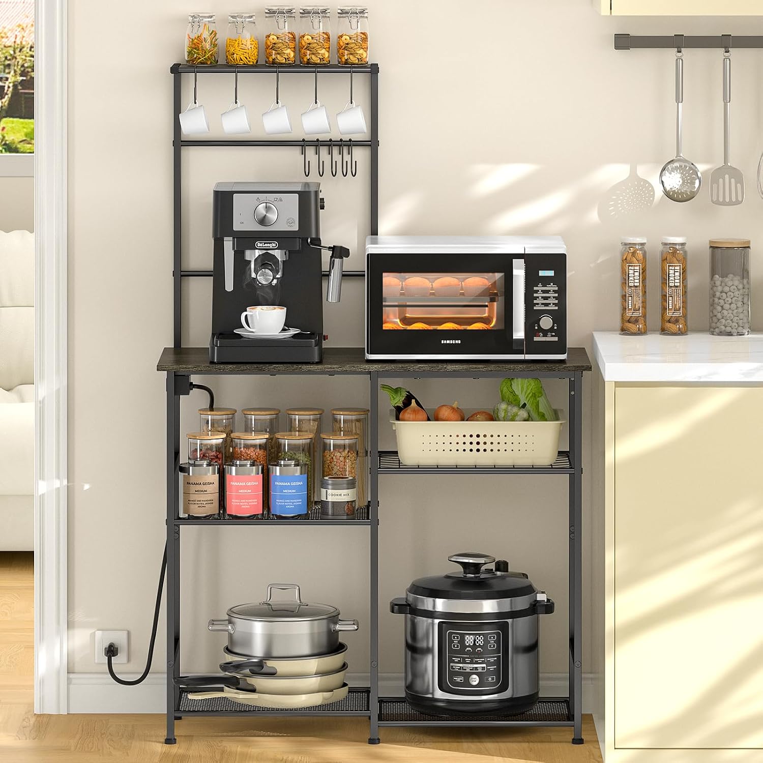 6-Tier Kitchen Storage Shelf with Power Outlet - Image 8