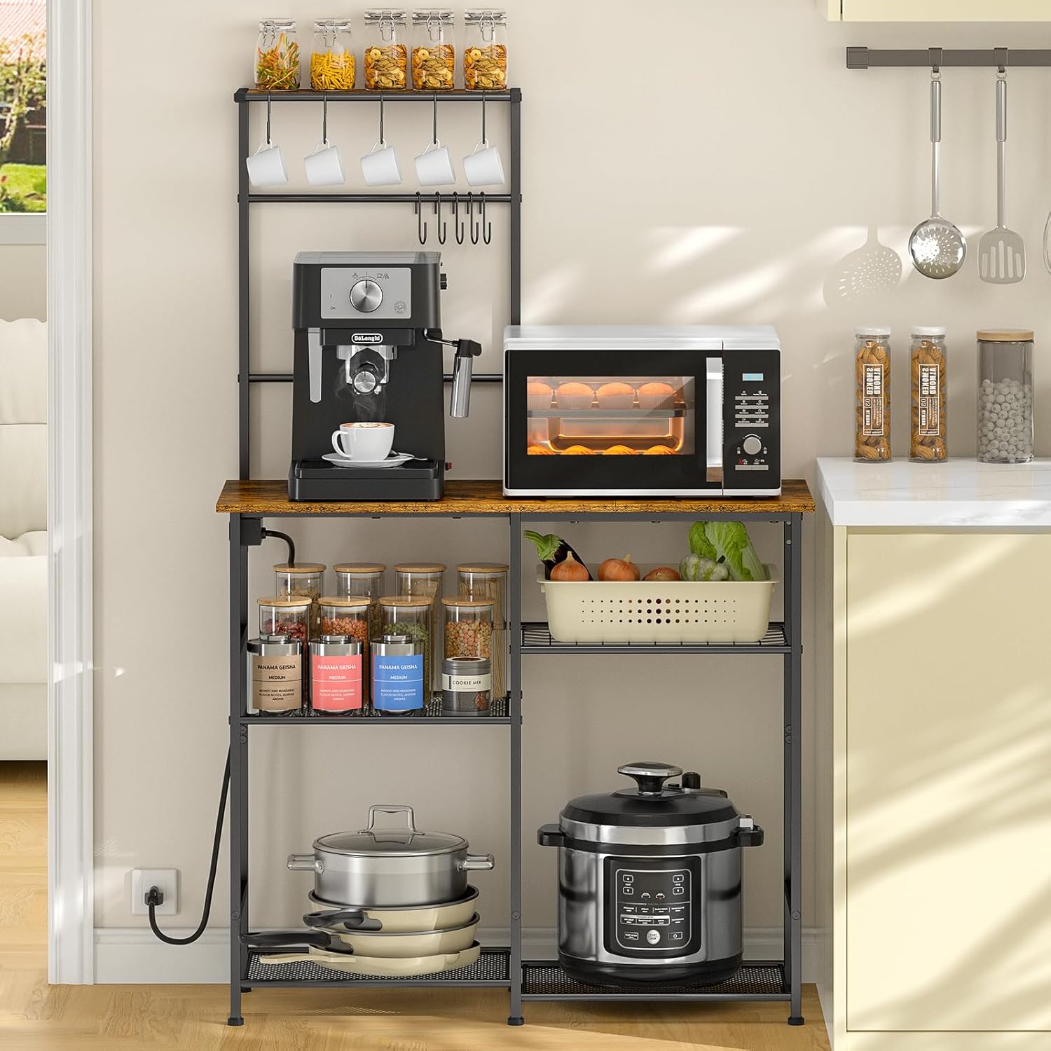 6-Tier Kitchen Storage Shelf with Power Outlet