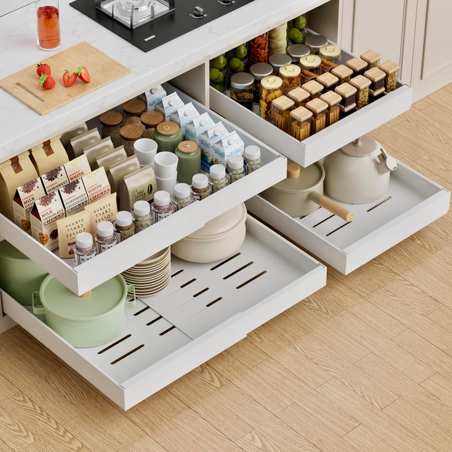 4-Pack Expandable Cabinet Shelf Organiser