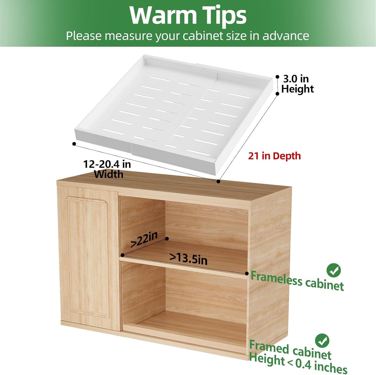 4 Pack Expandable Pull Out Cabinet Organiser, 21 Inch Deep, Holds 65 lb