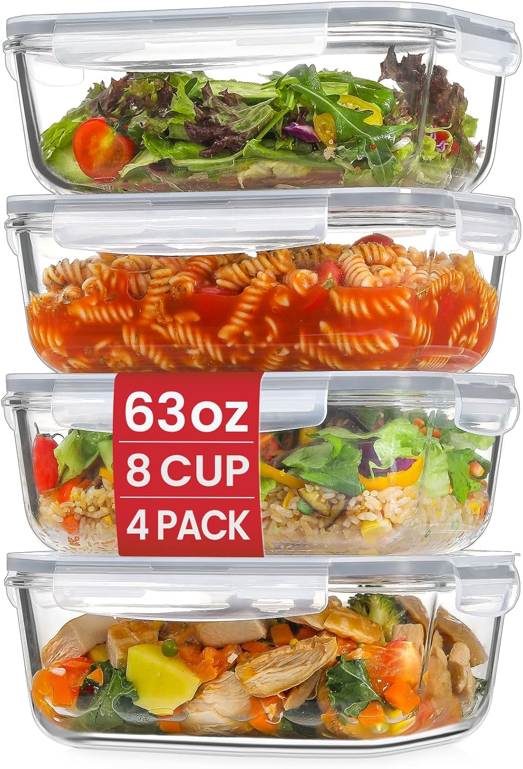 4-pack Glass Food Containers