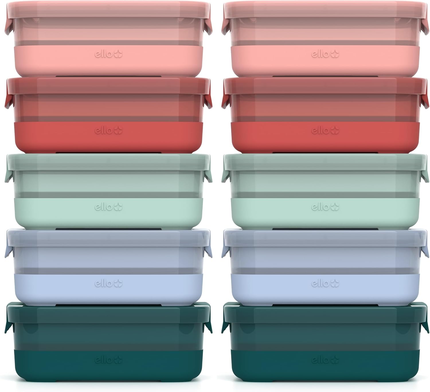 5 Pack Plastic Meal Prep Containers, 3.7 Cup, 10 Pieces, Melon