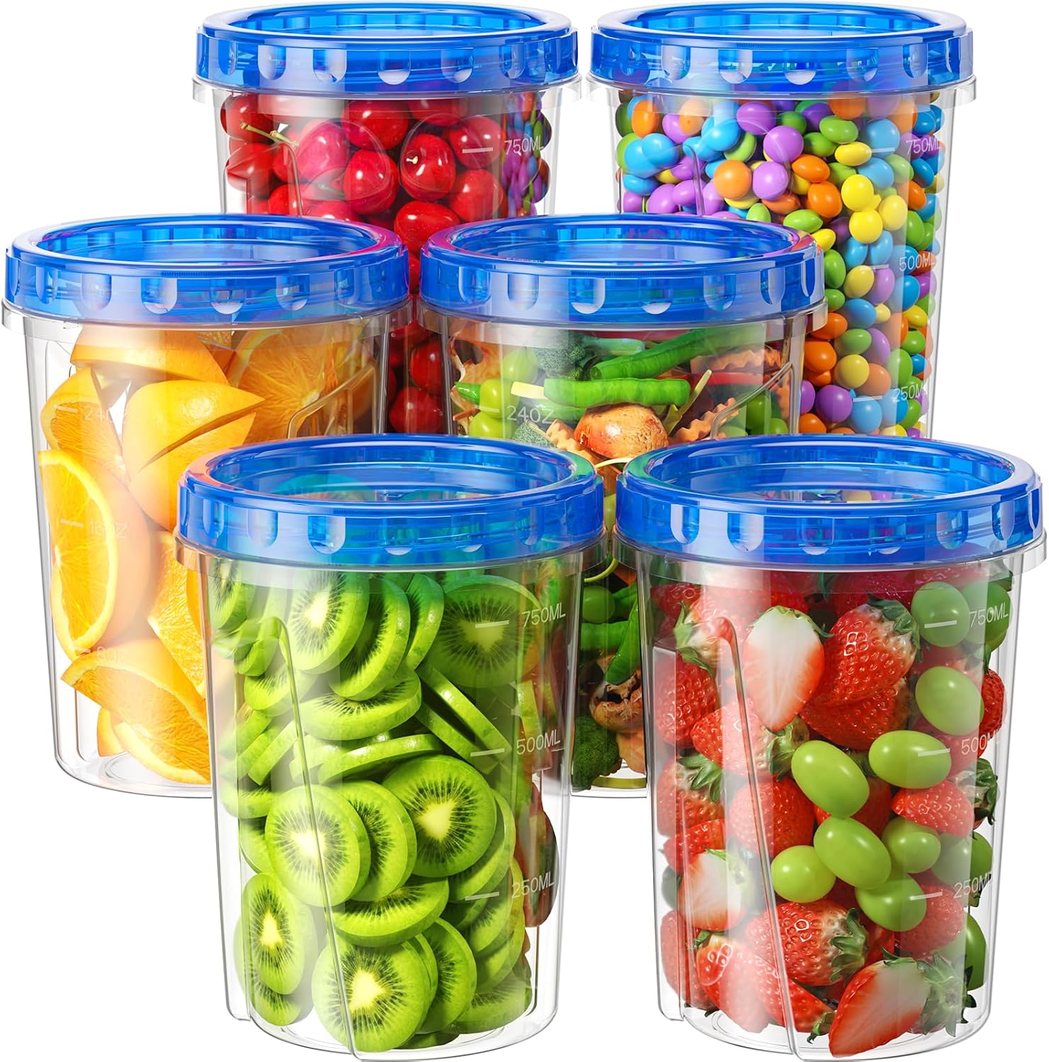 6 Pack Freezer Storage Containers with Twist Top Lids, 17 oz