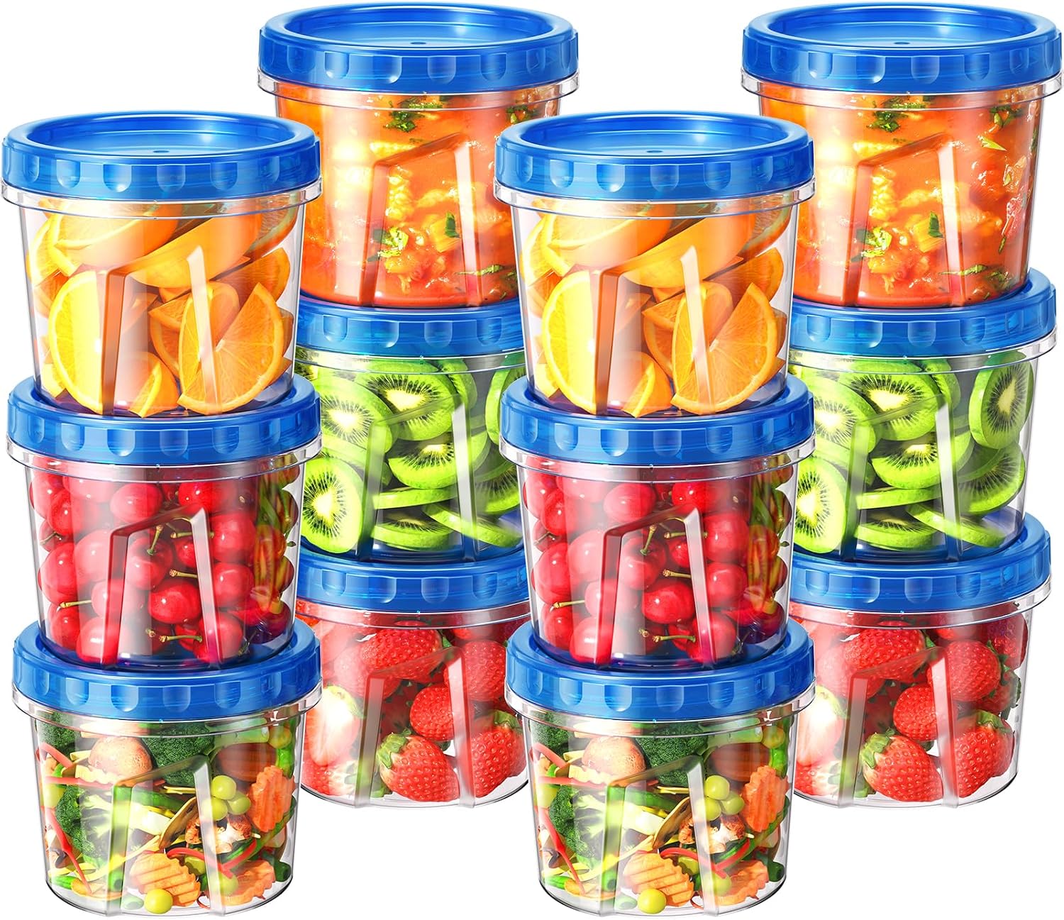 6 Pack Freezer Storage Containers with Twist Top Lids, 24 oz
