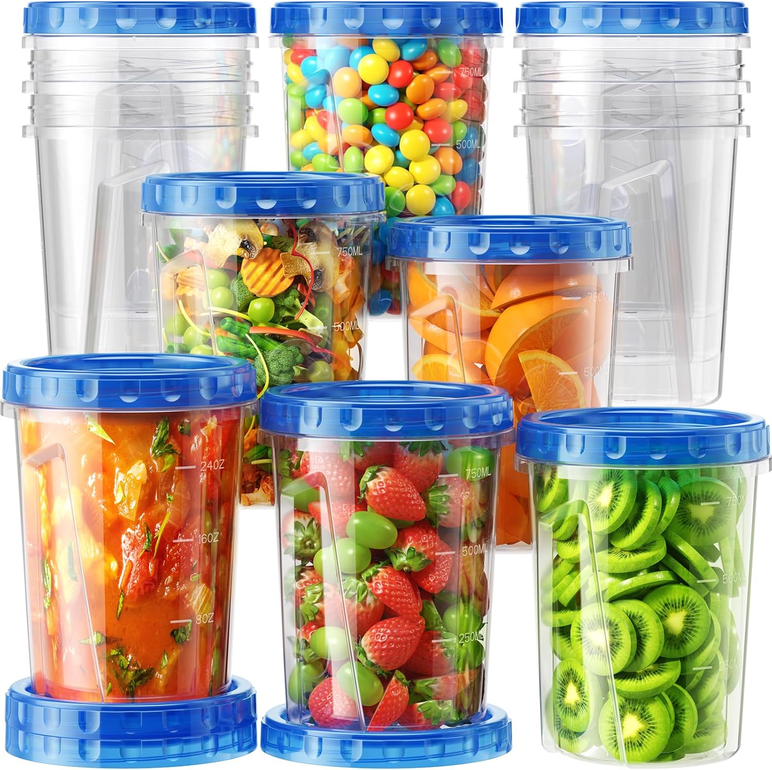 6 Pack Freezer Storage Containers with Twist Top Lids, 24 oz