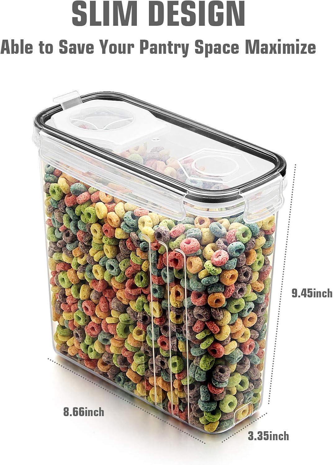 6 Piece Cereal Storage Container Set, 4 L, with 20 Labels and Marker, Black