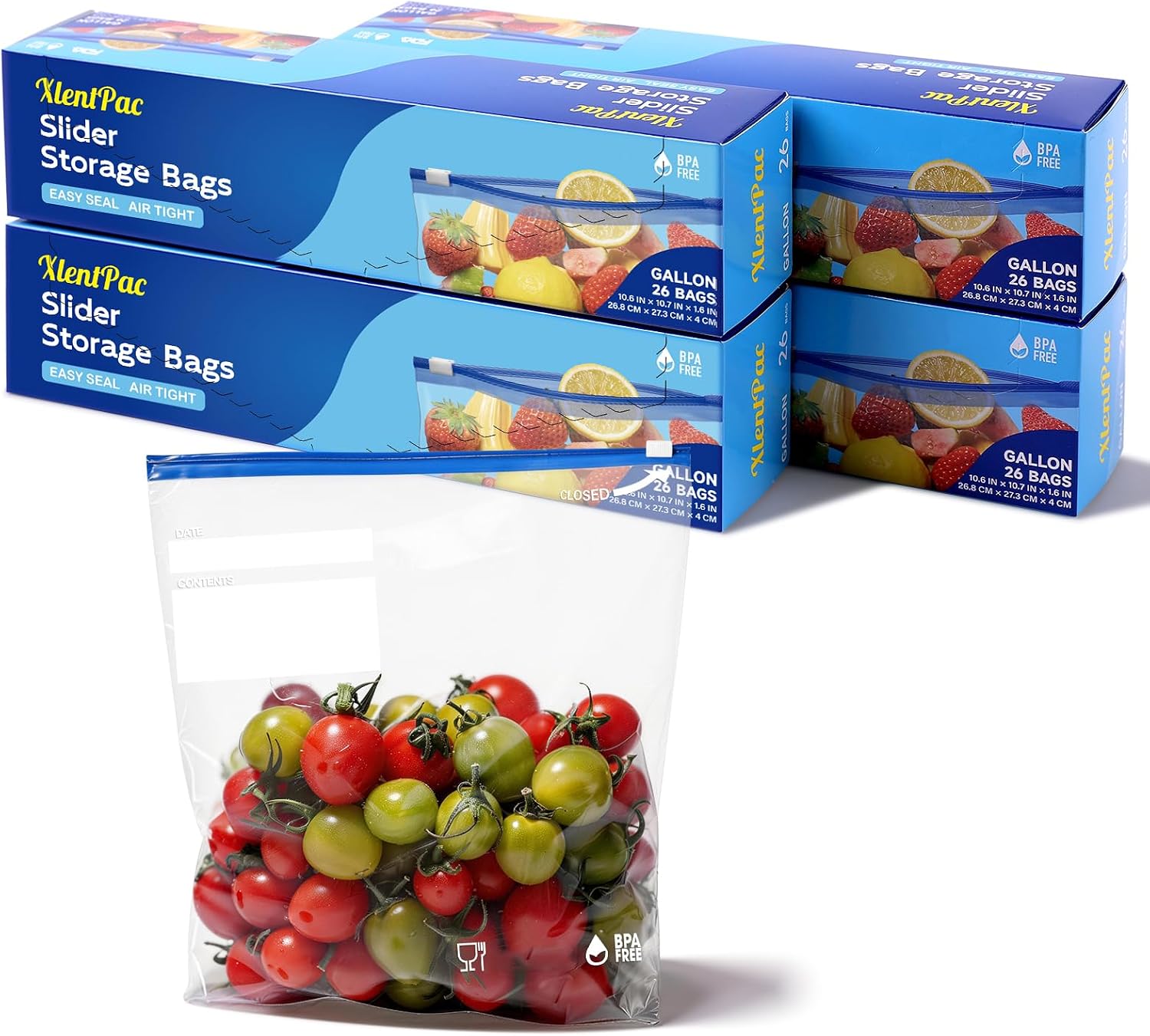 88 Count 2 Gallon Slider Storage Bags with Expandable Bottom