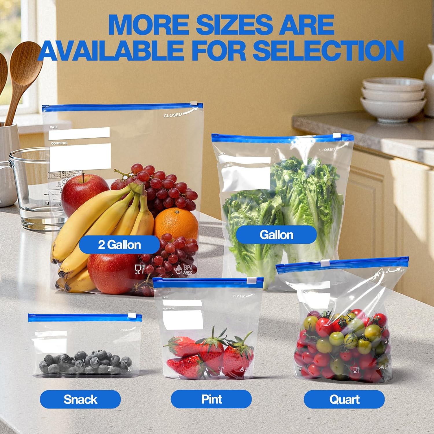 88 Count 2 Gallon Slider Storage Bags with Expandable Bottom