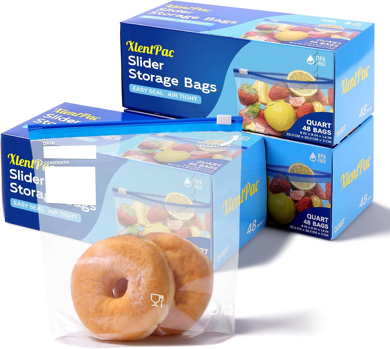 88 Count 2 Gallon Slider Storage Bags with Expandable Bottom