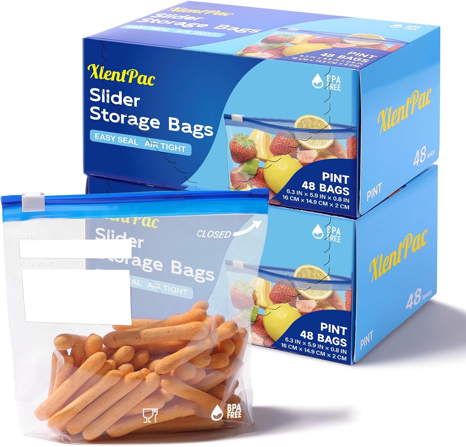 88 Count 2 Gallon Slider Storage Bags with Expandable Bottom