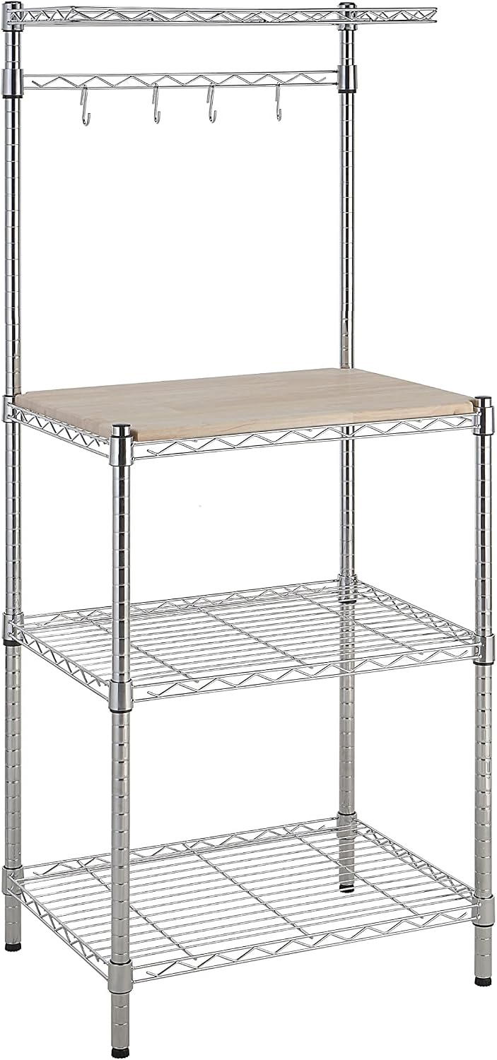 Chrome Wood Bakers Rack