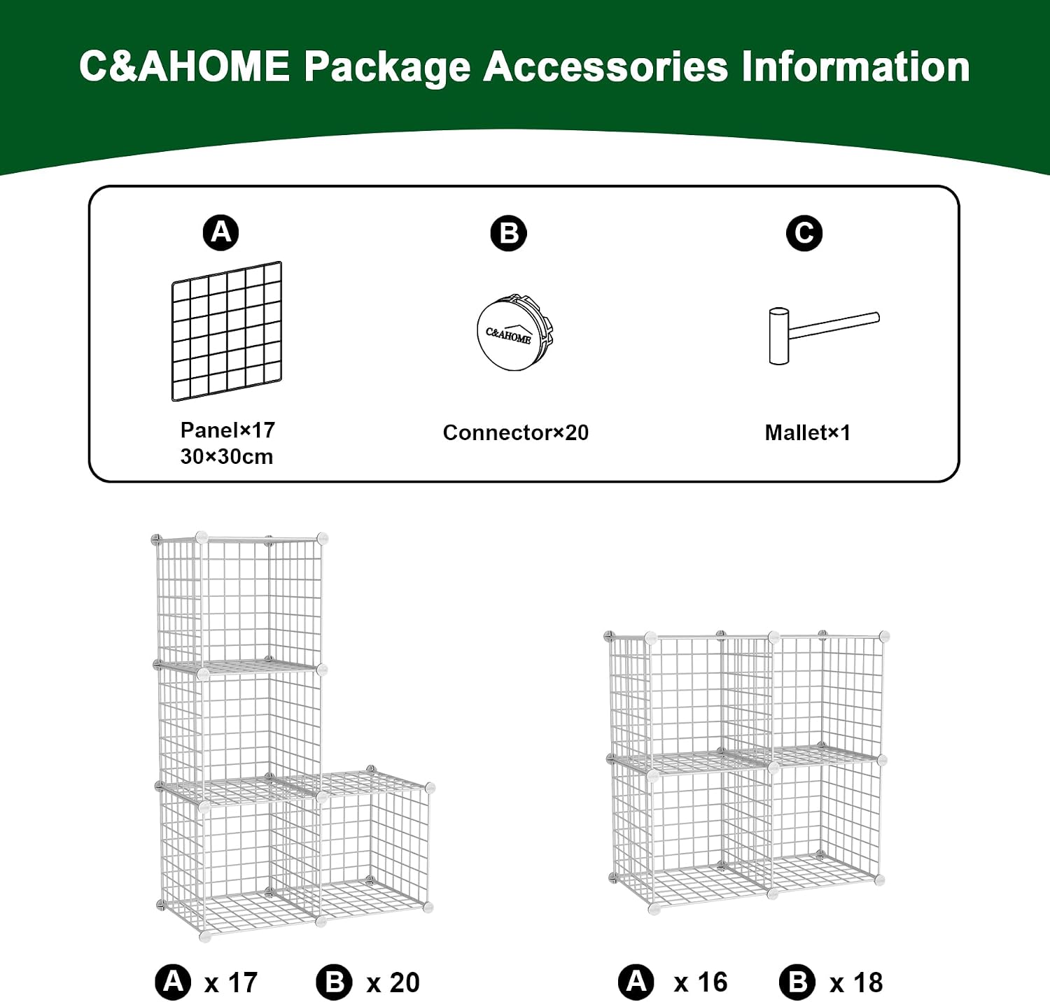 White Wire Storage Organiser - 4-Cube - Image 7