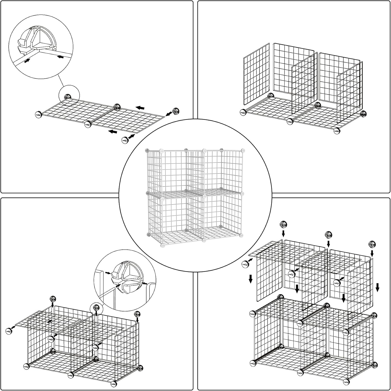 White Wire Storage Organiser - 4-Cube - Image 9