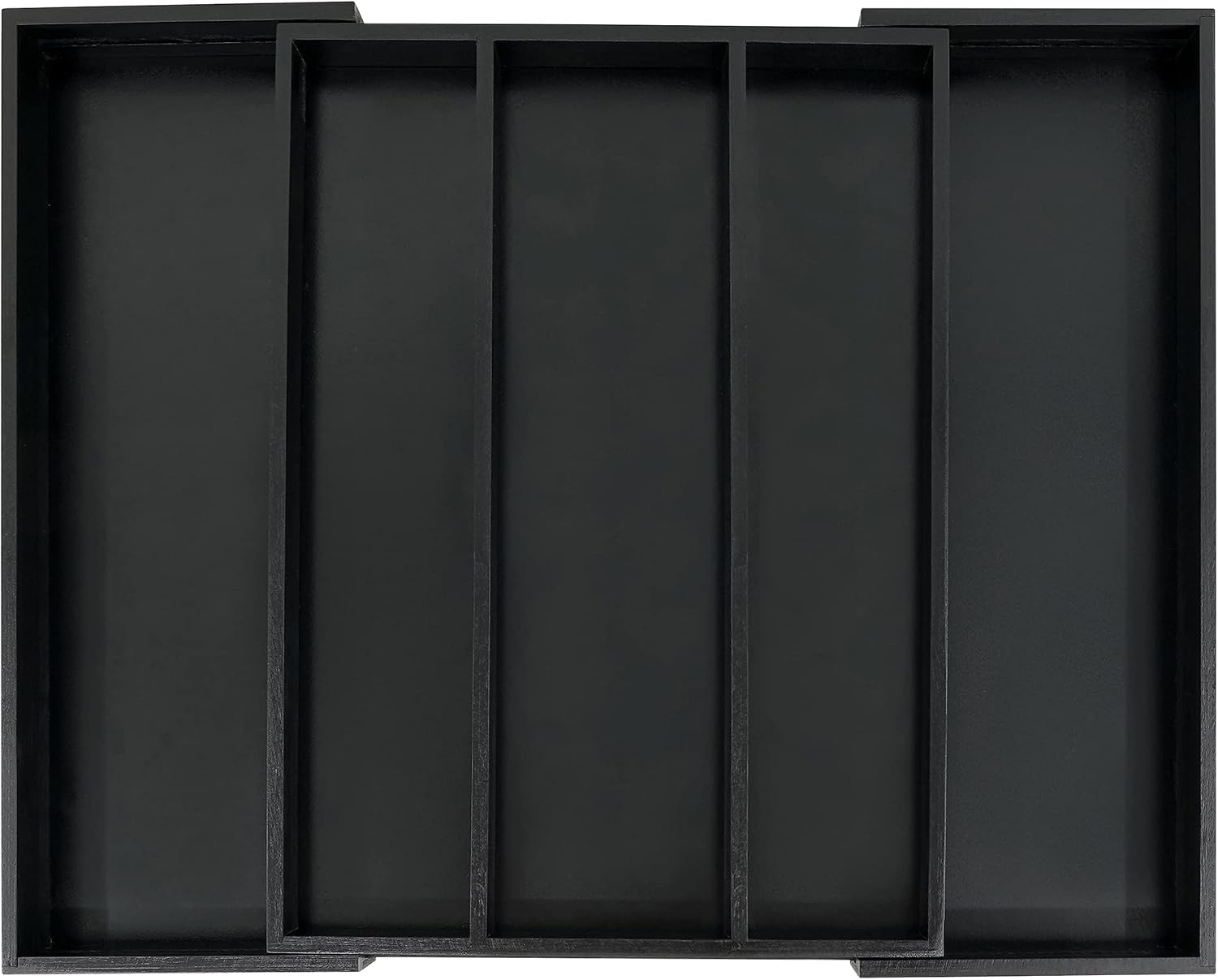 Expandable Bamboo Kitchen Drawer Organiser with 3 to 5 Adjustable Slots