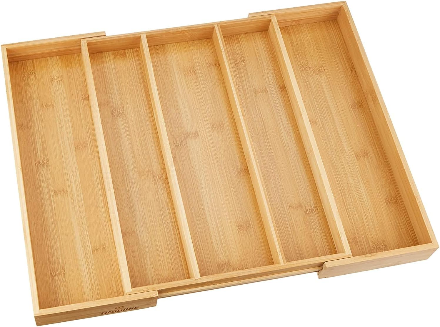 Expandable Bamboo Kitchen Drawer Organiser with 3 to 5 Adjustable Slots