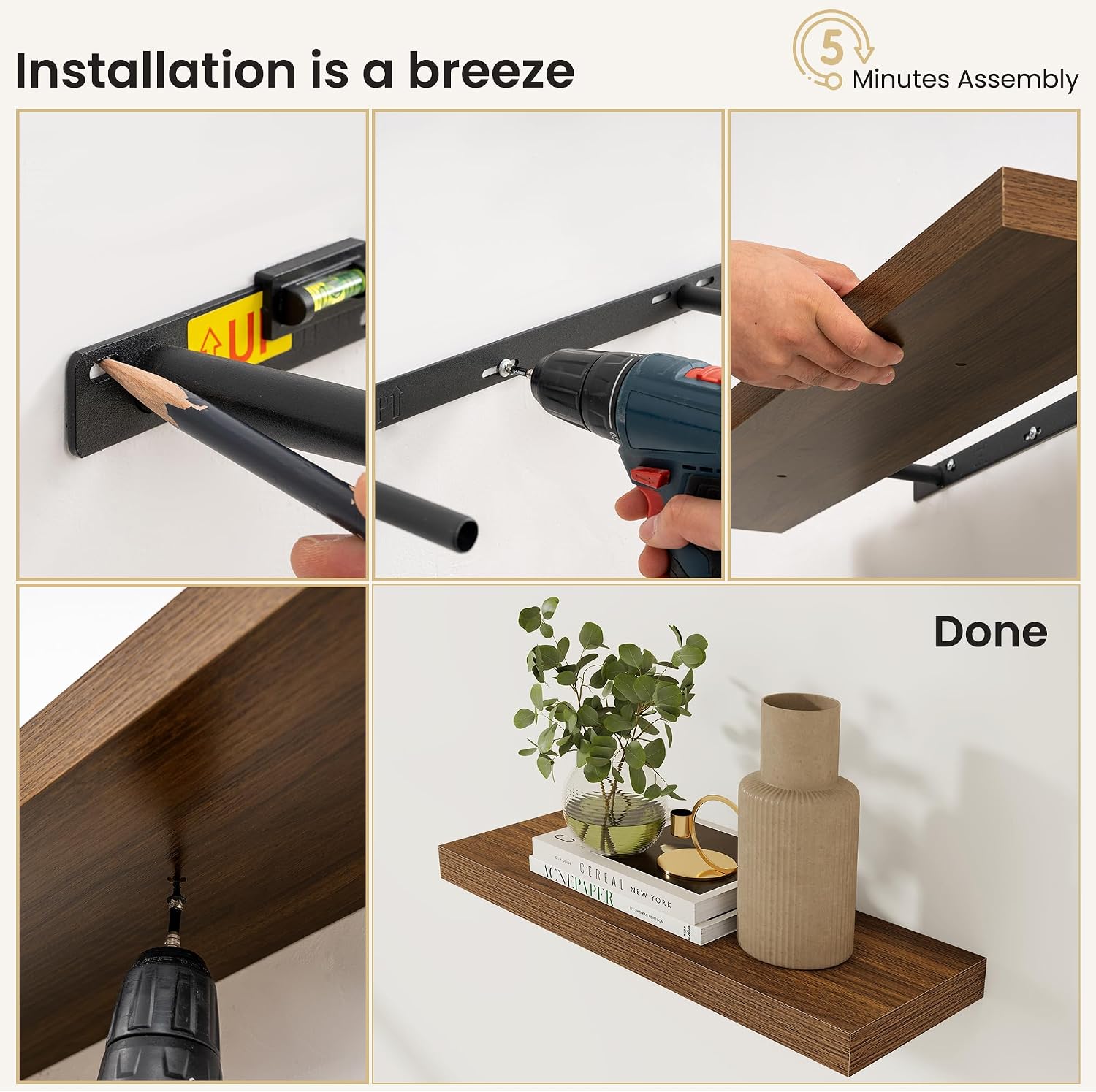 Walnut Wood Floating Shelves - Image 8