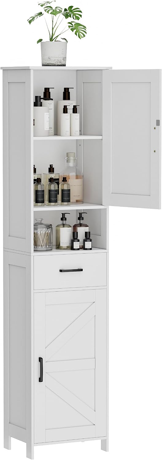 White Tall Storage Cabinet - Image 8