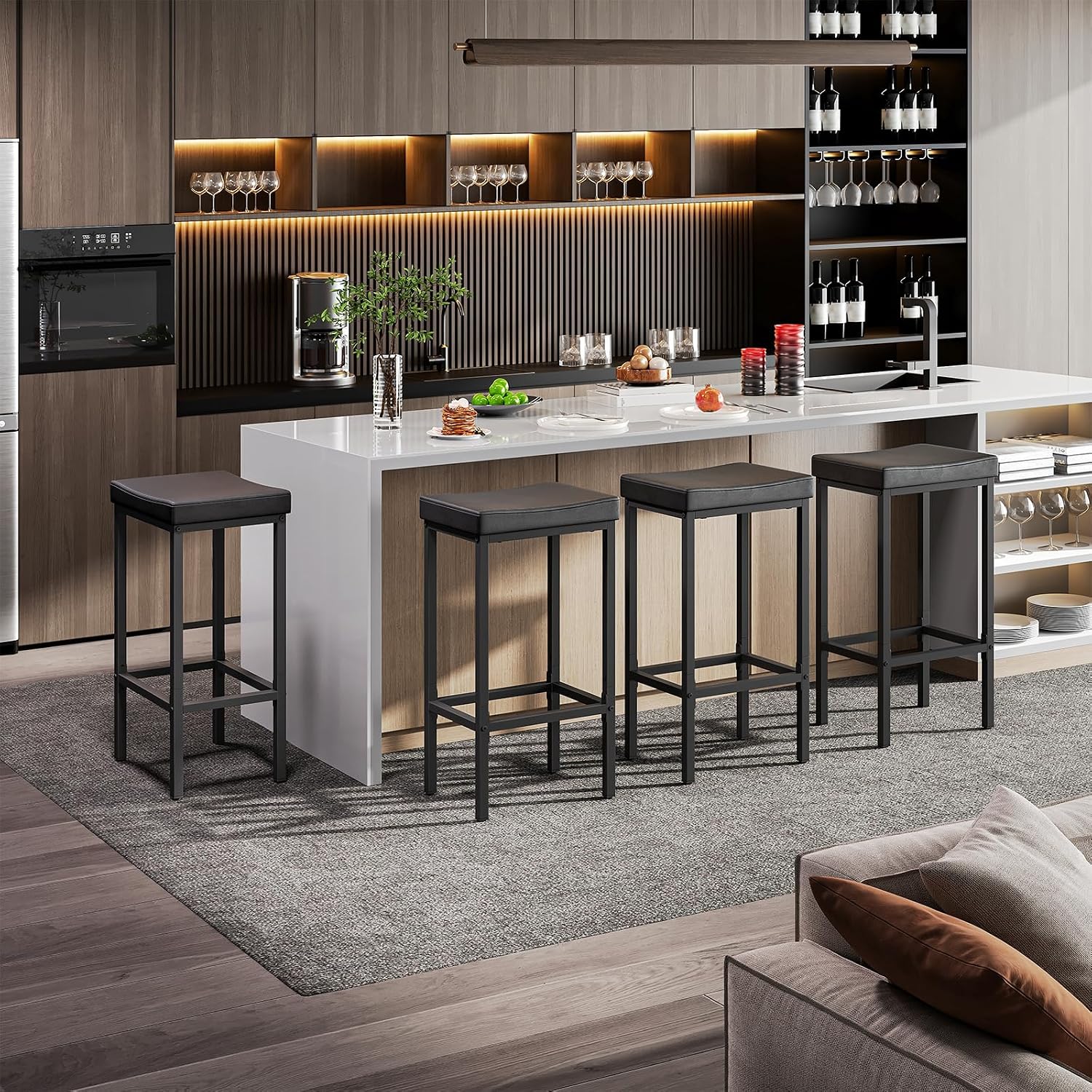 Black Curved Bar Stools - Image 7