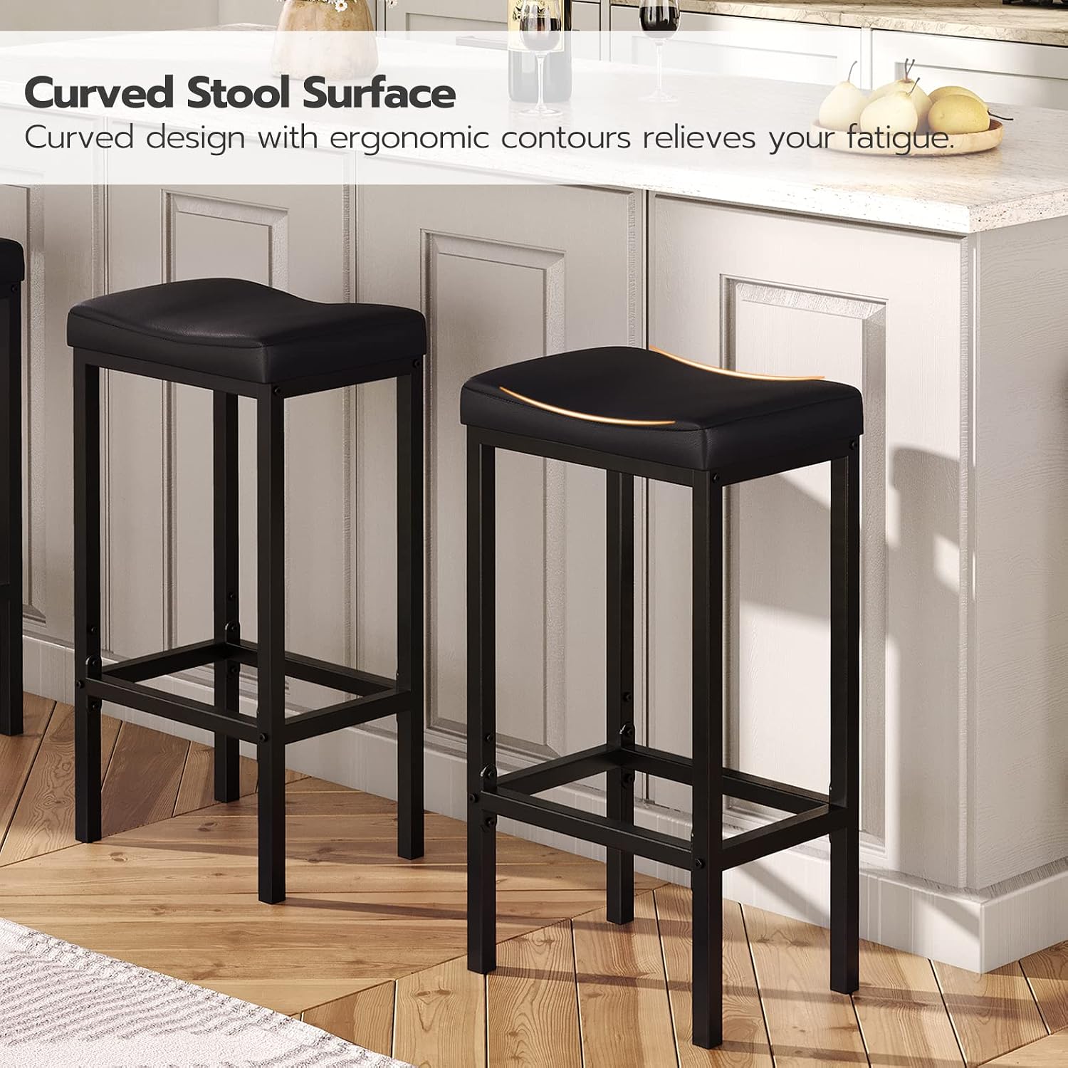 Black Curved Bar Stools - Image 8