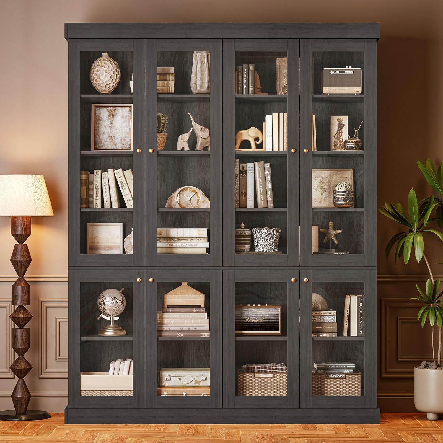 Black Glass Door Bookshelves